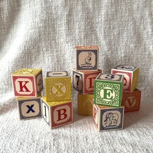 Classic Uncle Goose ABC & Number Wooden Blocks Partial Set USA Made